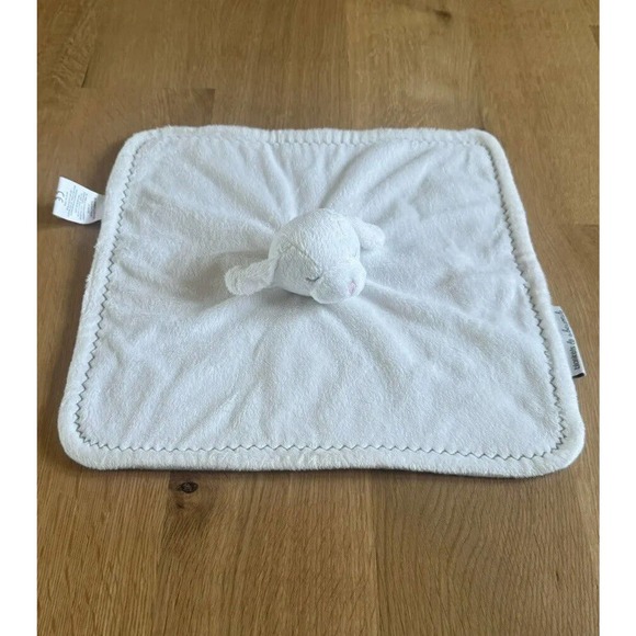 Blankets & Beyond Toys Blankets Beyond White Lamb Plush Baby Lovey Blanket Sewn On Eyes Nose
